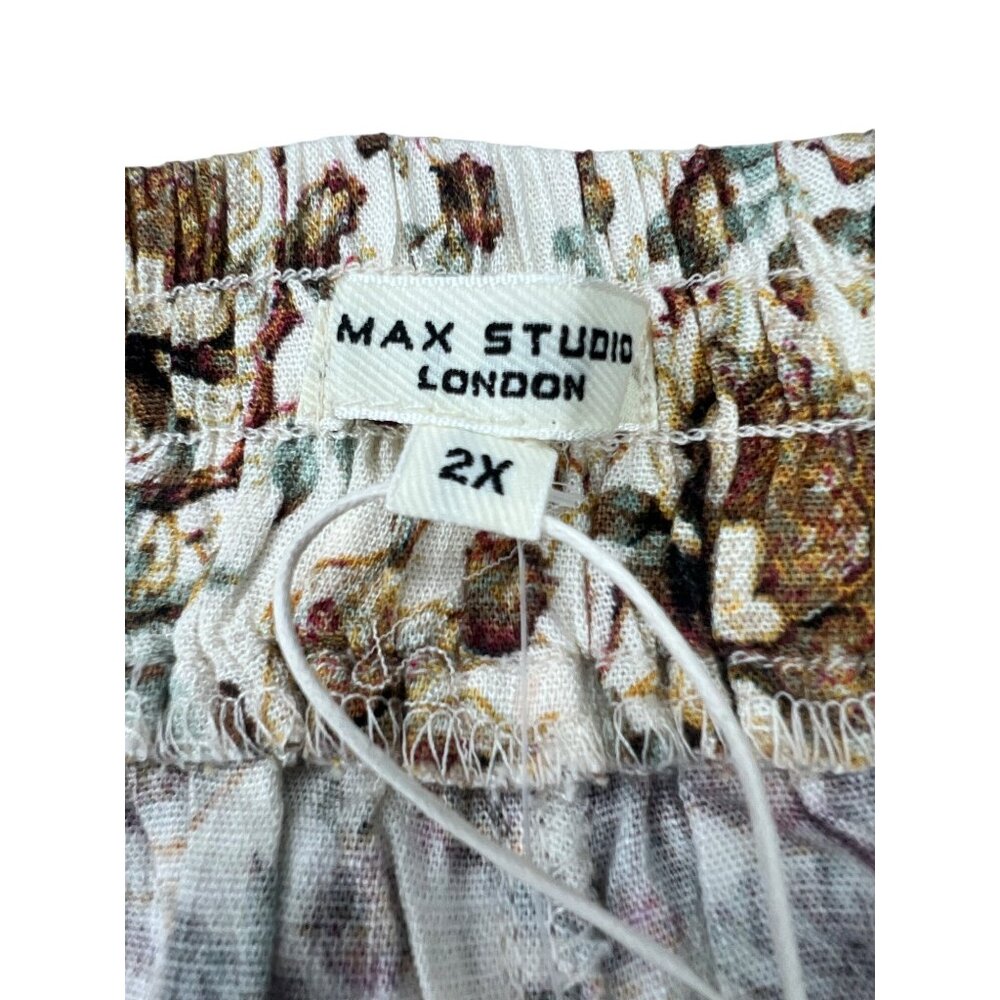 Max Studio Pull-On Floral Print Wide-Leg Cropped Pants 2X - Picture 4 of 12